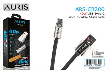 Auris CB200 40W Type-C Metal Slikon Kablo